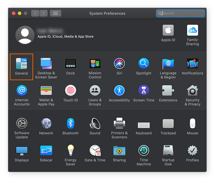 google safari incognito Opening the General section of the System Preferences in macOS