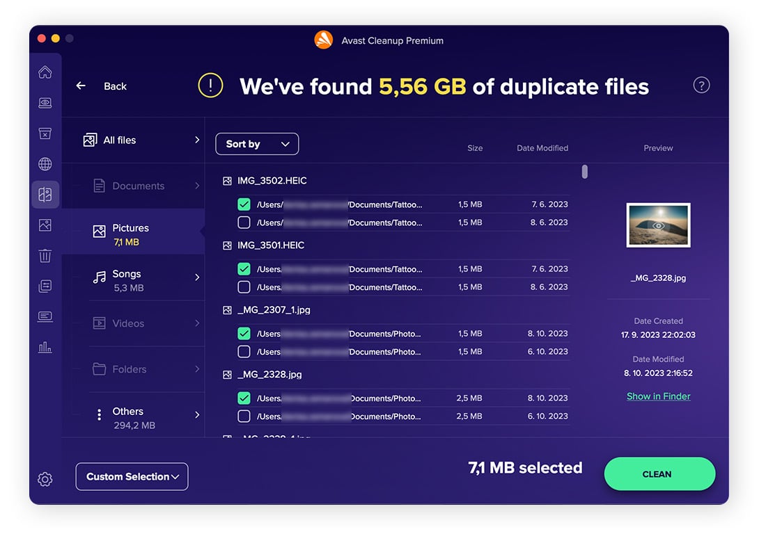 Nettoyer un Mac en supprimant les données dupliquées avec Avast Cleanup.