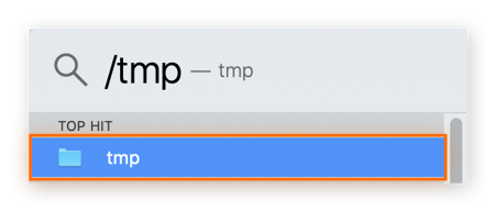 Der Finder unter macOS. Dort wurde „/tmp“ eingegeben.