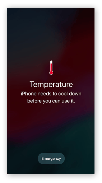 The iPhone temperature warning.