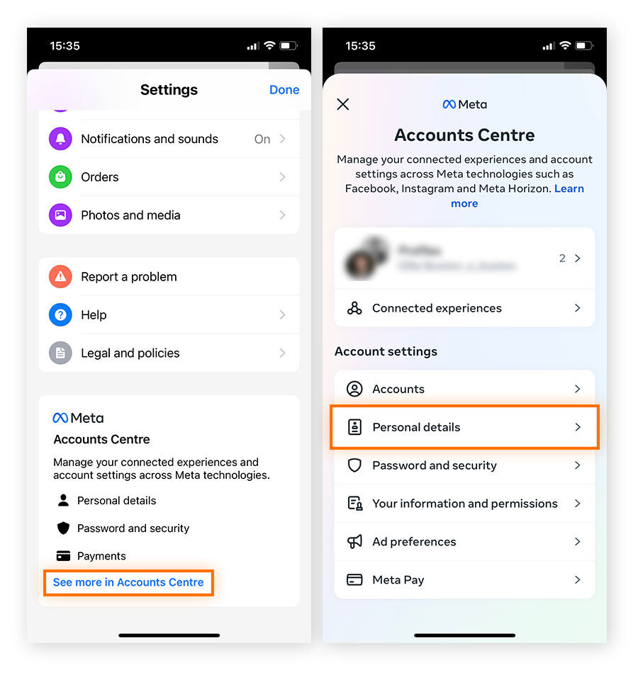 Comment désactiver Messenger sur un iPhone ou Android depuis l’espace Comptes.